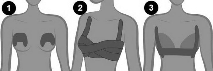 How to fix the breast with adhesive tape.