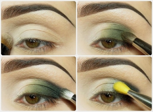 Everyday makeup with green eyeshadow